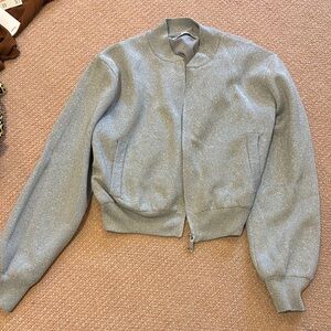 Zara Sparkle Bomber Jacket - Silver size small